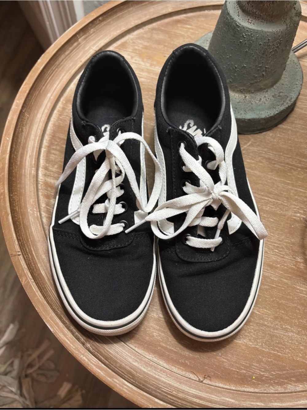 Vans Black and White Low-Top Canvas Sneakers - Women